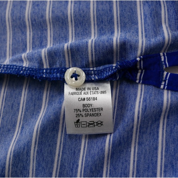 B. Draddy Mens L Polo Medinah Country Club Striped Blue Golf Performance Jersey - Picture 6 of 7